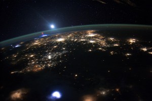 View of Earth from Space Shuttle to inspire students to study maths, physics, chemistry